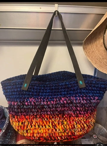 Upcycled Crochet Artisan Market Basket