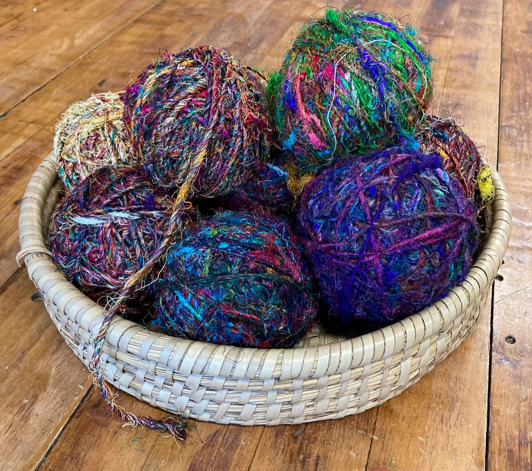 Reclaimed Sari Silk Yarn 100g