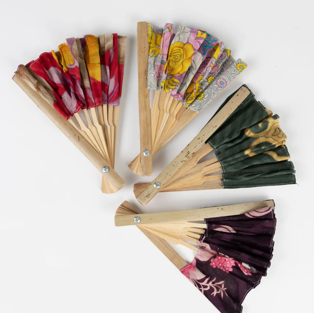 Reclaimed Sari Folding Fan