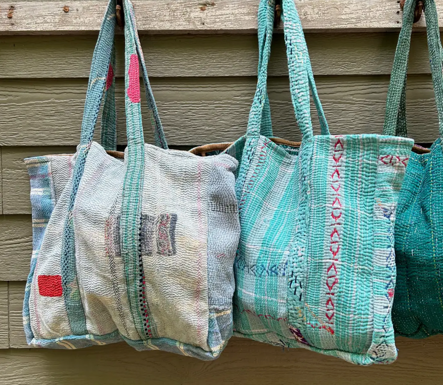 Overnight Kantha Tote Bags made with 100% Cotton Upcycled Sari