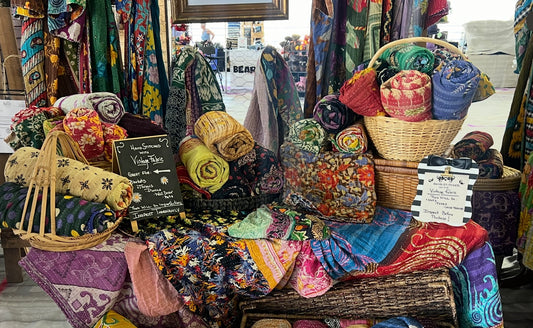 Reclaimed Sari Handstitched Kantha Quilt