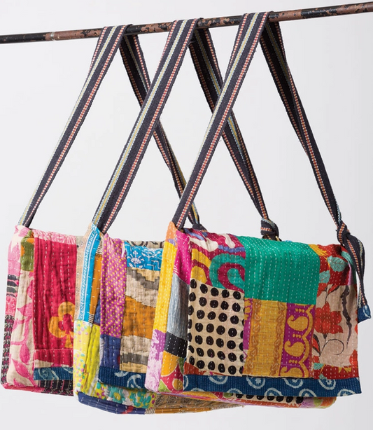 Upcycled Kantha Messenger Bag