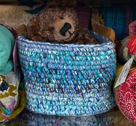 Upcycled Crochet Artisan Market Basket
