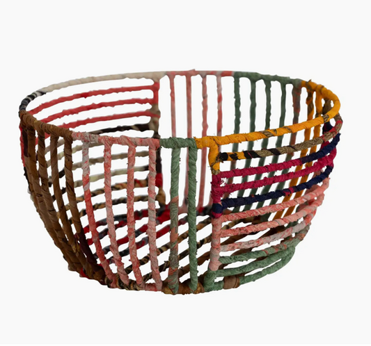 Recycled Sari Wrapped Wire Basket